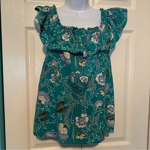Loft‎ Floral Ruffle Sleeve Top